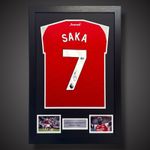 Bukayo Saka Hand Signed And Framed 25/26 Arsenal Football Shirt £399 With COA