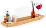 Bamboo Bath Caddy Tray Wooden Bathtub Bridge Shelf Rack Organizer Accessories