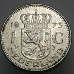 1973 Netherlands 1 Gulden – Queen Juliana – Nickel Coin – KM184a A407