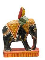 VINTAGE HANDMADE HANDPAINTED INDIAN ELEPHANT FIGURINE WITH RIDER