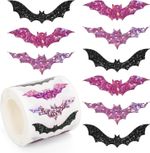 3.8CM Glitter Black Purple Bat Halloween Party Invitation Decor Stickers Labels
