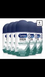Sanex Men Sensitive 48H Anti-Perspirant Roll-On Deodorant 6 x 50ml - Brand New