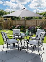 Seville 6 Piece Cushioned Dining Set Garden Patio Furniture UK