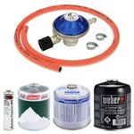 BUTANE GAS CARTRIDGE REGULATOR KIT 1M HOSE CLIPS 30mbar BBQ WEBER COLEMAN CADAC