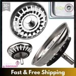 2x Stainless Steel Replacement Kitchen Sink Drain Strainer Drainer Waste Plug