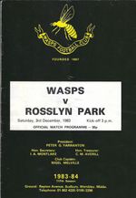 Wasps v Rosslyn Park 3 Dec 1983 RUGBY PROGRAMME