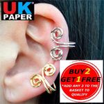 NEW DOUBLE USE SILVER / GOLD LONG EAR CUFF CLIP-ON WRAP PUNK EARRING / NOSE CLIP