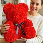 40CM ARTIFICIAL TEDDY ROSE FLOWER BEAR WITH BOX ROMANTIC VALENTINES DAY GIFT UK