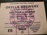 MATCH TICKET 1987 RUGBY LEAGUE CHARITY SHIELD HALIFAX V WIGAN @ ISLE OF MAN