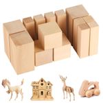 14 x Basswood Carving Blocks Unfinished Wood for 3 types-14pcs, Natural