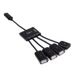 4-in-1 USB-C to 3-Port USB 2.0 OTG Hub with Micro USB Power, 20cm Cable