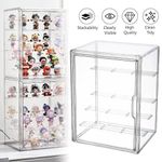Acrylic Display Case Dustproof Showcase Clear Storage Box Stackable Cube 4-Tier
