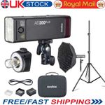 Godox AD200ProII TTL Pocket  Flash Strobe + AD-S7 Grid Softbox + Light Stand