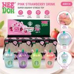 NeeDoh Pink Strawberry Drink Cup Squishy Toy Glitter Fidget Stress Sensory Kids