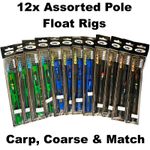 12 x Assorted NGT Pole Float Rigs Carp Coarse Match Fishing Tackle - Barbless