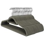 50 GREY NON SLIP FLOCKED VELVET HANGER COAT CLOTHES TROUSER HANGING HANGERS BAR