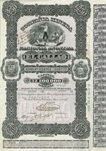 VENEZUELA EL CALLAO MINING COMPANY 10 SH stock certificate/bond  1887