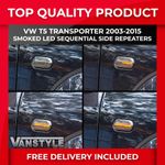 FITS VW T5 03-15 DYNAMIC LED SEQUENTIAL SMOKED SIDE REPEATER INDICATORS PAIR x2