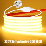 COB Neon LED Strip Lights 220V Self-adhesive Waterproof Flexible Tape Rope Tube