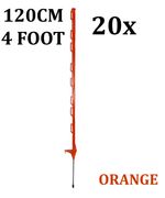20 x 4ft (120cm) Electric Fence Orange Poly Posts Stakes tape rope horse paddock