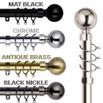 Metal Extendable Curtain Pole 28mm Plain Ball With Finials Rings Rod Fittings