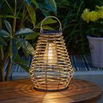 Beautiful Maris Garden Light Up Solar Powered Stunning Rattan Table Top Lantern