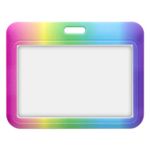 ID Badge Card Holder Horizontal Slider Slot Ombre Fade Pocket Pouch For Lanyard