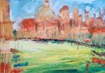 ELIZABETHA FOX,  Venice Oil Painting, 42 x 30 cm, Green Venice Canal