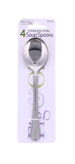 4 X STAINLESS STEEL SOUP SPOON CUTLERY SPOONS SET - High Quality