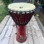 Toca Freestyle Rope Tuned 12" Djembe Bali Red finish Stagg Lined Carry Bag