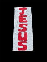 Large Vintage Hand Stitched Jesus Banner 38” x 93” (1)