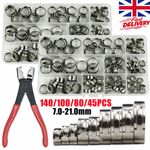 140/80pcs Single Ear O Clips Plus 304 Stainless Steel Air Water Pipe Hose Clamps