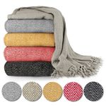 Throw Blanket for Sofas Bed Runner Herringbone Design Soft Cotton Herringbone