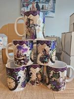 Gothic Purple Alice in Wonderland Mug Set – 6x 10oz Ceramic Mugs Featuring Alice