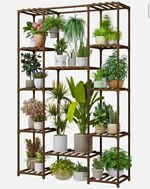 Bamworld Wooden Multi-Tier Plant Shelf Stand Brown Weatherproof 62.2x38.6x11.8"