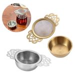 Tea Strainers with Drip Bowl 2.5 Inch Stainless Steel Fine Mesh Tea Infuser AS