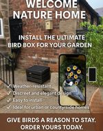 Bird Nesting Box & Camera Wifi Solar No cables Pics to smart Phone Tablet Ipad