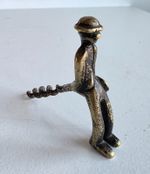 VERY RARE ANTIQUE BRASS CORKSCREW - SEATED MAN - VERY UNUSUAL & QUIRKY PIECE