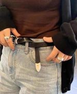 OUR LEGACY BELT in Natural Texture Full-grain Leather Silver Buckle Unisex