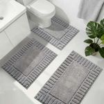Famibay Bath Mat Sets 3 Piece Non Slip Absorbent 45x65+50x80+50x60, Grey 