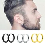 Mens Womens Silver Stainless Steel Tube Hoop Ear Ring Stud Jewelry Punk 1 Pair