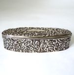 Antique Victorian Solid Repousse Sterling Silver Trinket Box Hallmarked 1898 75g