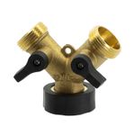 Hose Pipe Valve Splitter Connector Adaptor Brass 3/4 Y-shaped Garden Tap 2 Way