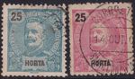 PORTUGAL - HORTA 1897/9, King Carlos I 25 R. Two Stamped Cable Pieces (Mi-N