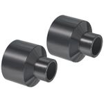 2pcs PVC Reducer Pipe Fitting 2x1" Socket Coupling Adapter Connector, Grey