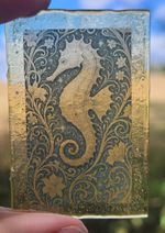 Stained Glass Seahorse traditional kiln fired window pane decor