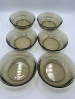 6x Vintage Retro French Arcoroc Smoked Brown Glass Dessert Soup Bowl Dish