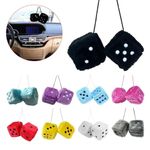 Soft Fluffy Furry Dice Ornament Car Rearview Mirror Home Hanging Spotty Dice UK
