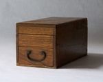 Antique Japanese Wooden Box, Lift-Lid Compartment & Drawer, Iron Pull