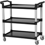 Heavy Duty 3-Tier Utility Service Cart with Locking Wheels Rolling Push Cart